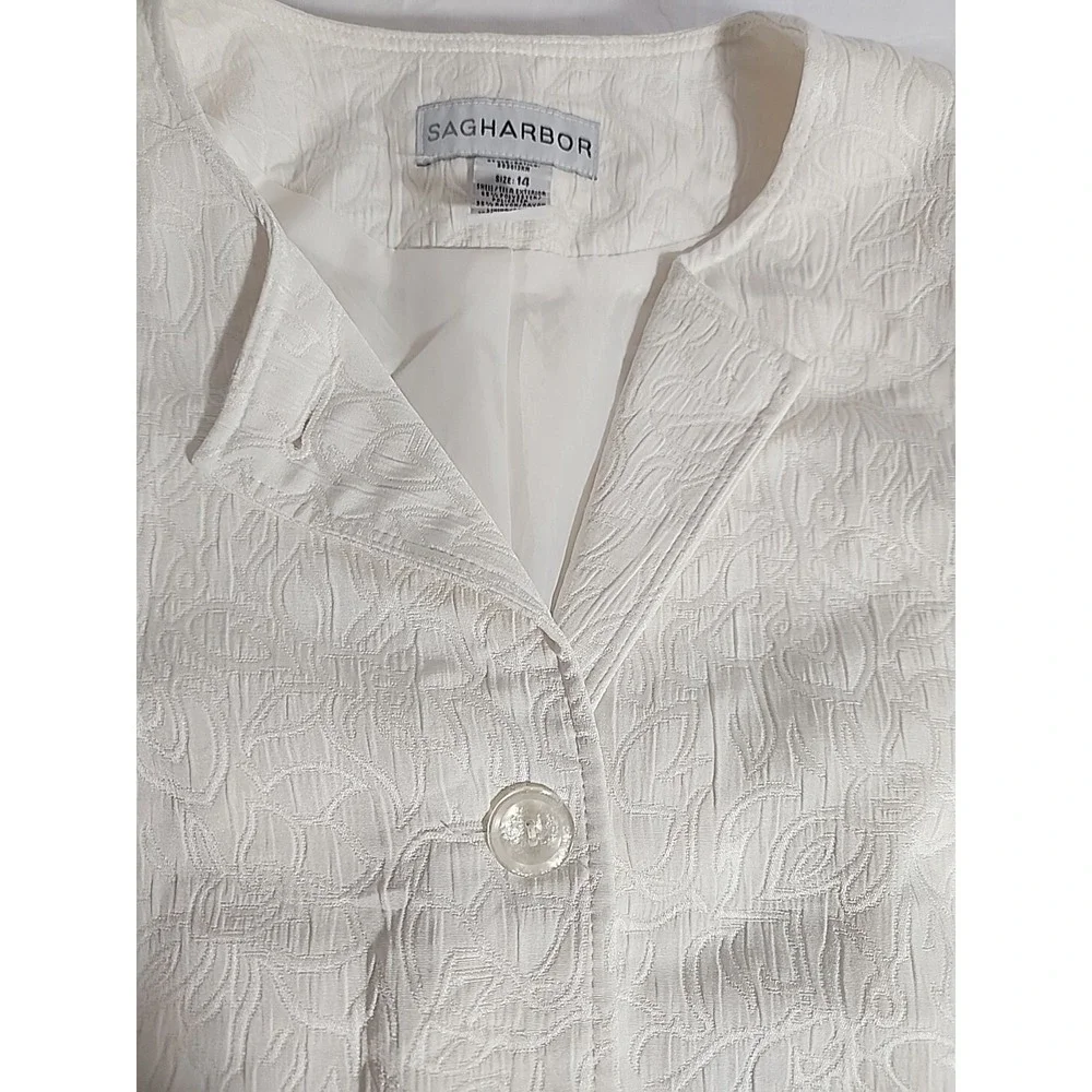 Vintage Sag Harbor Ivory Quilted Mid Length Coat Size 14‎
